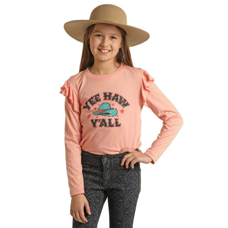 Rock & Roll Denim Girl's Yee Haw Y'all Graphic T-Shirt