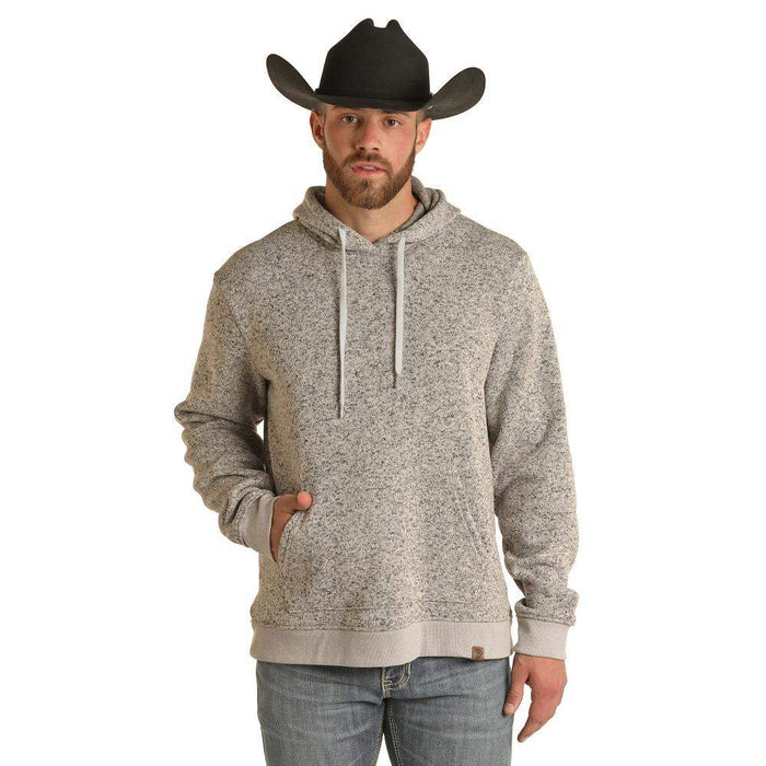 Rock & Roll Denim Mens Grey Melange Knit Hoodie