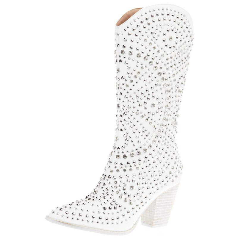 Corky Women`s Boot Scootin White Sparkles Cowgirl Boots