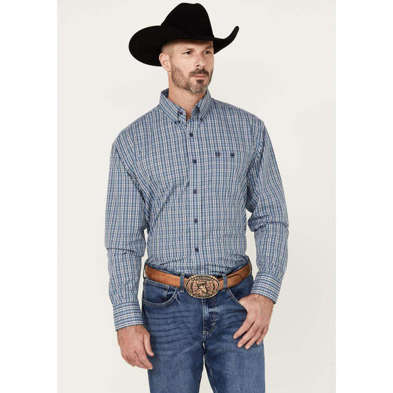Wrangler Men's Classic Blue Plaid Button Down Shirt