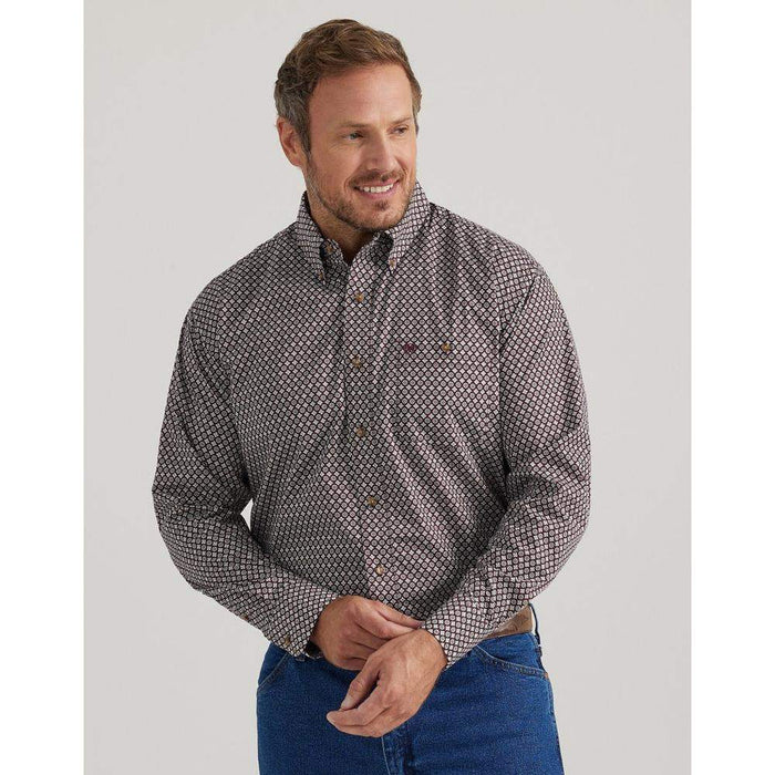 Wrangler Men's Geo Print Long Sleeve Western Shirt