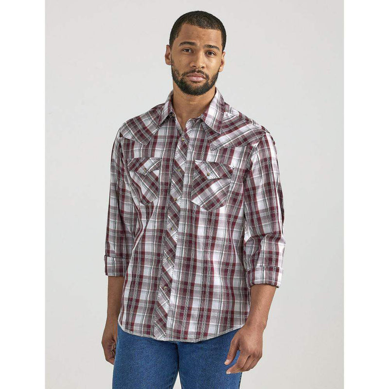 Wrangler Men's Fashion Plaid Western Snap Shirt