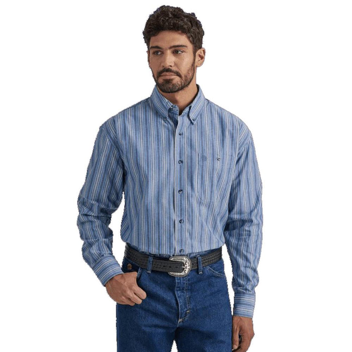 Men's George Strait Blue Striped Button Down Shirt