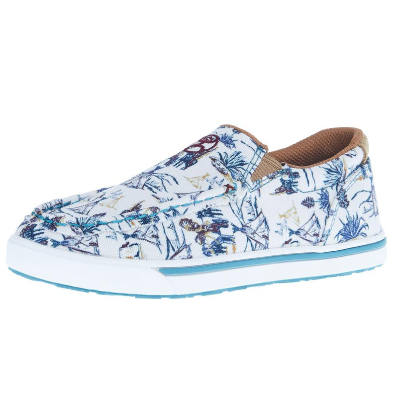Kids Hooey Slip On Loper Ivory and Turquoise Casual Shoe