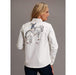Stetson Apparel Womens Boyfriend Fit Bronc Embroidered White Denim Shirt