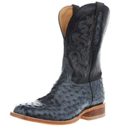 Tony Lama Men's Grey Full Quill Ostrich 11' Black Top Boot