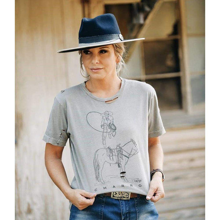 Crazy Consuela Womens Charro Distressed Tee
