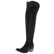 Women's Lexington OTK Black Suede 23 In Top Cowgirl Boot