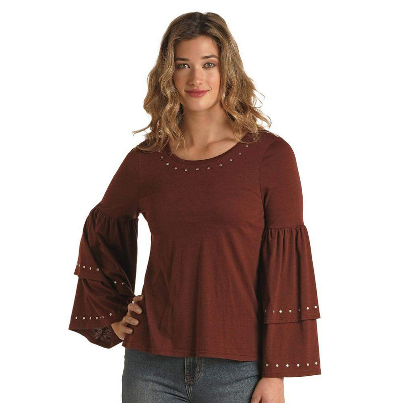 Panhandle Womens Two Tiered Bell Slv Top