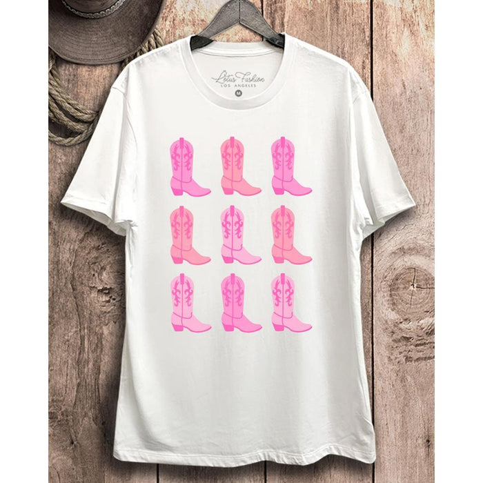 Womens Boots Graphic White Tee