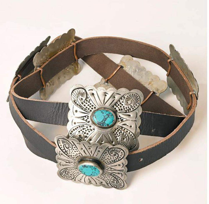 Turquoise Concho Leather Belt