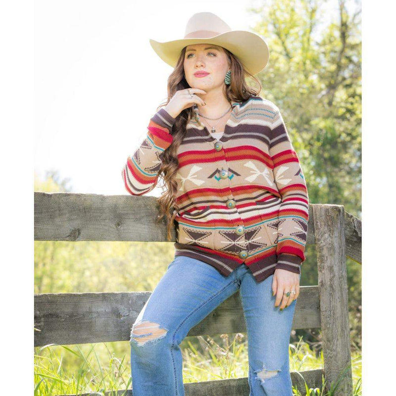 Cotton And Rye Outfitters Womens Aztec Stripe Cardigan