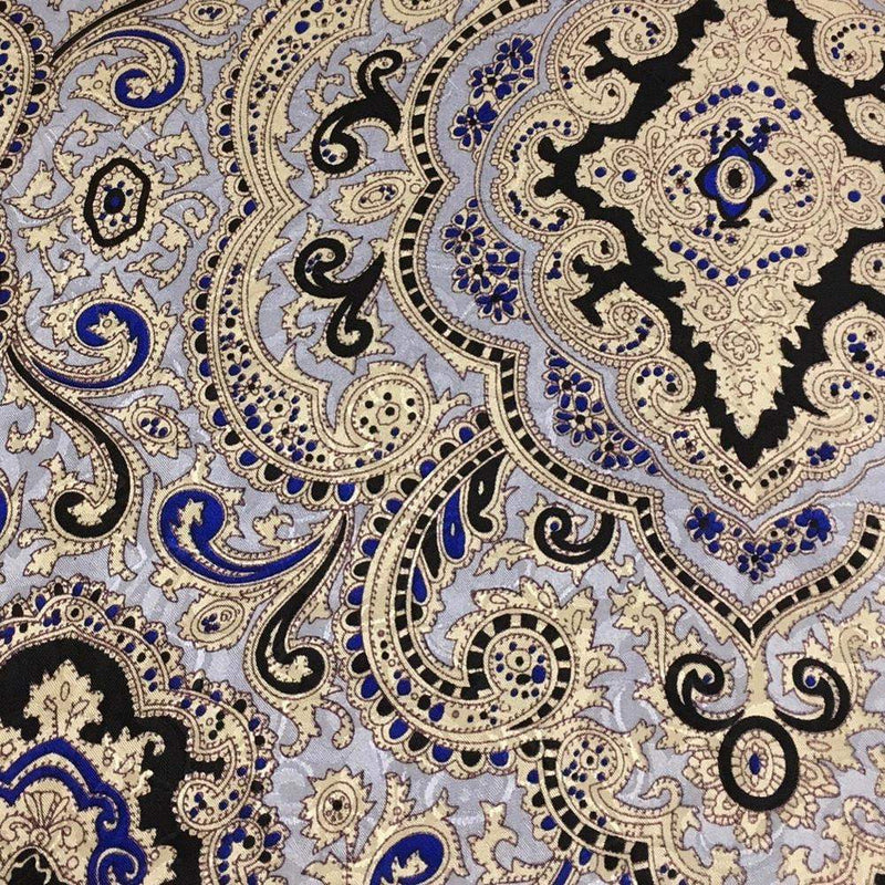 Ivory and Gold Paisley Jacquard Silk Scarf