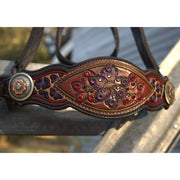 Kk Leathers Red and Purple Leopard Floral Bronc Noseband Nylon Horse Halter