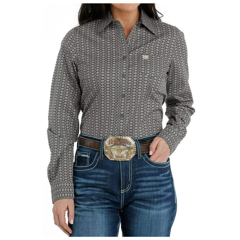 Cinch Womens Grey Long Sleeve Print