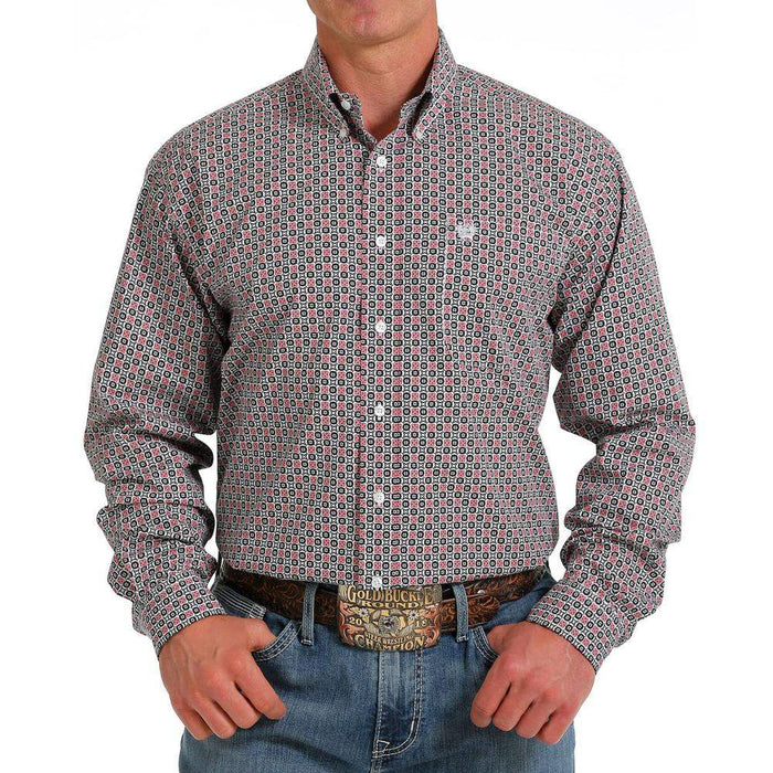 Cinch Mens Red Black Print Shirt