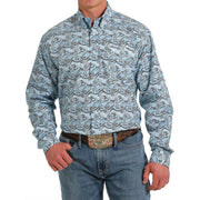 Cinch Mens Blue Paisley Print Shirt
