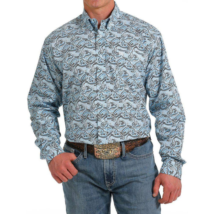 Cinch Mens Blue Paisley Print Shirt