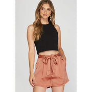 She & Sky Women's Satin Shorts with Sash