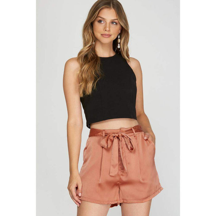 Women's Satin Shorts with Sash