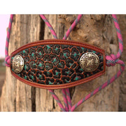 Pink and Turquoise Leopard Bronc Noseband Rope Halter