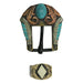 Oval Turquoise Stone and Feather 3/4 Inch Buckle Set