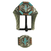 Turquoise Resin Cactus 3/4 inch Buckle Set
