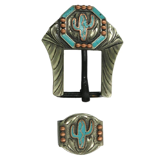 Turquoise Resin Cactus 3/4 inch Buckle Set
