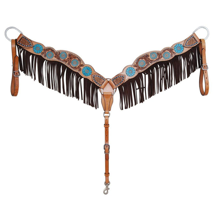 Zuni Turquoise Contoured Breast Collar with Fringe