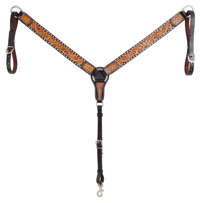 Rafter T Ranch Company Tooled Sunflower 1 1/2 Inch Breast Collar