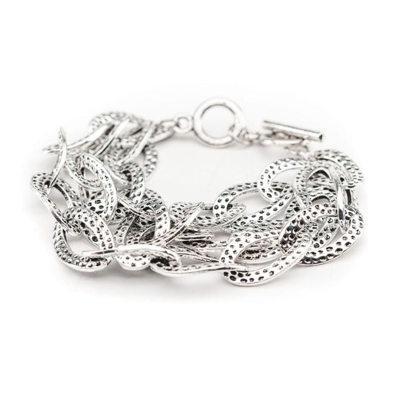 Hammered Silver 3 Strand Bracelet