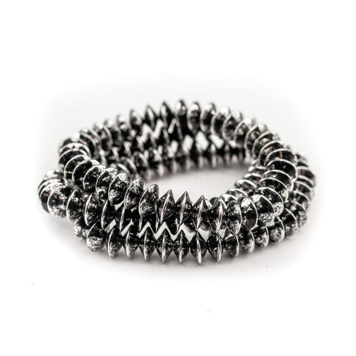 3 Str Silver Disc Stretch Bracelet