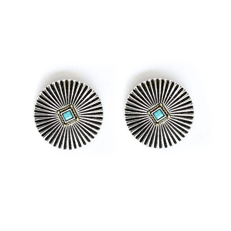 West And Company Silver Burst Burst with Turq Accent Earring