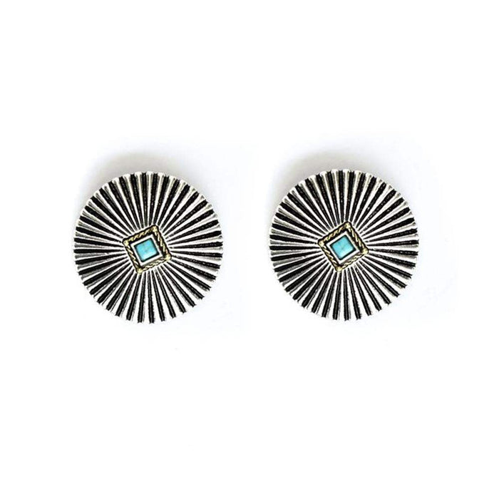West And Company Silver Burst Burst with Turq Accent Earring