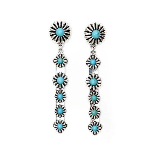 West And Company Enlongated with Turq Flower Accen Earring