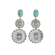 West And Company Tier Silver Turquoise Flower Concho Earring