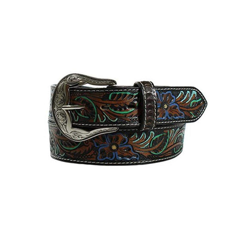 Womens Nocona Dark Tooled Floral Belt