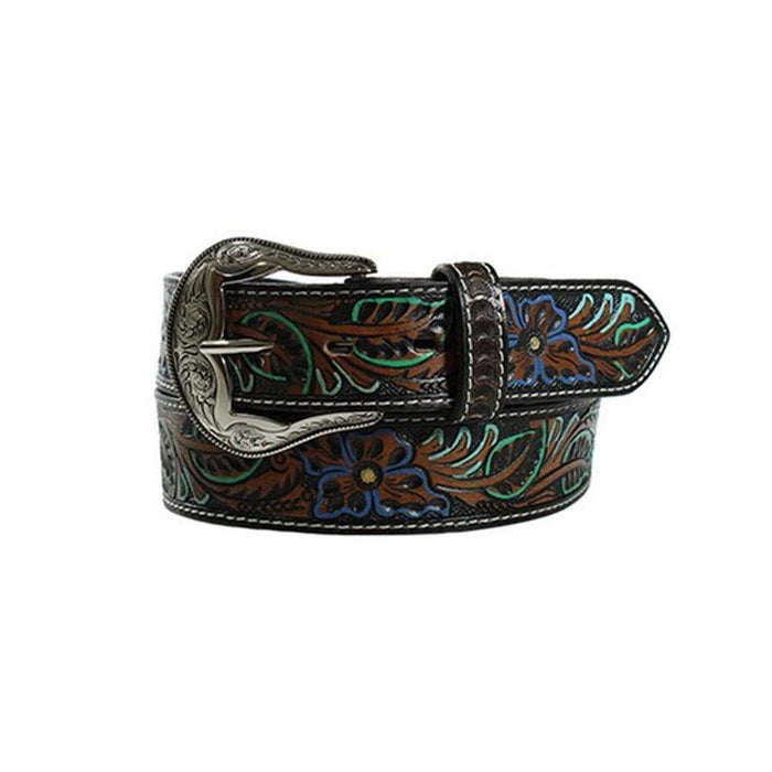 Womens Nocona Dark Tooled Floral Belt