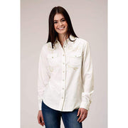 Roper Apparel Womens Cream Corduroy Western Blouse