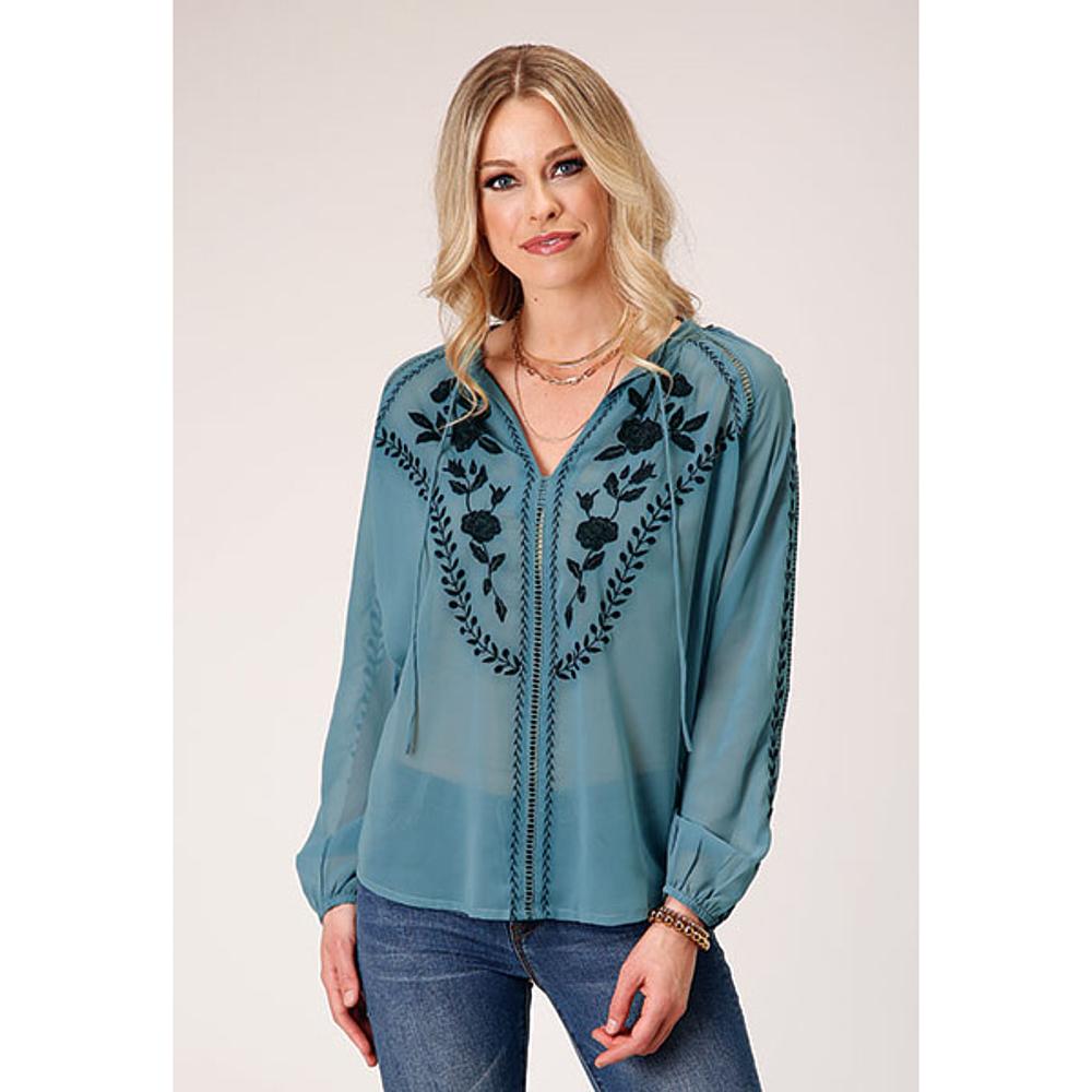 Roper Apparel Womens Poly Georgette Peasant Blouse