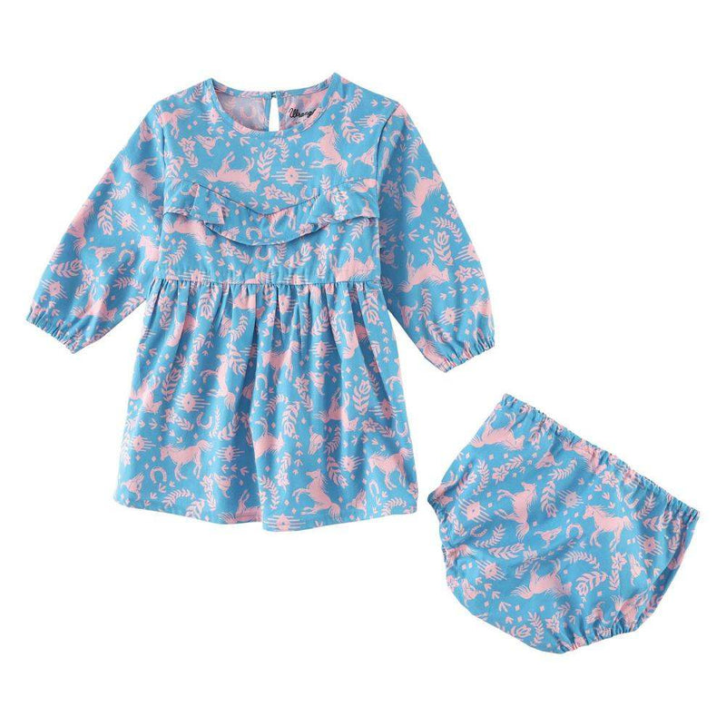 Little Girl's Long Sleeve Horse Print Dress