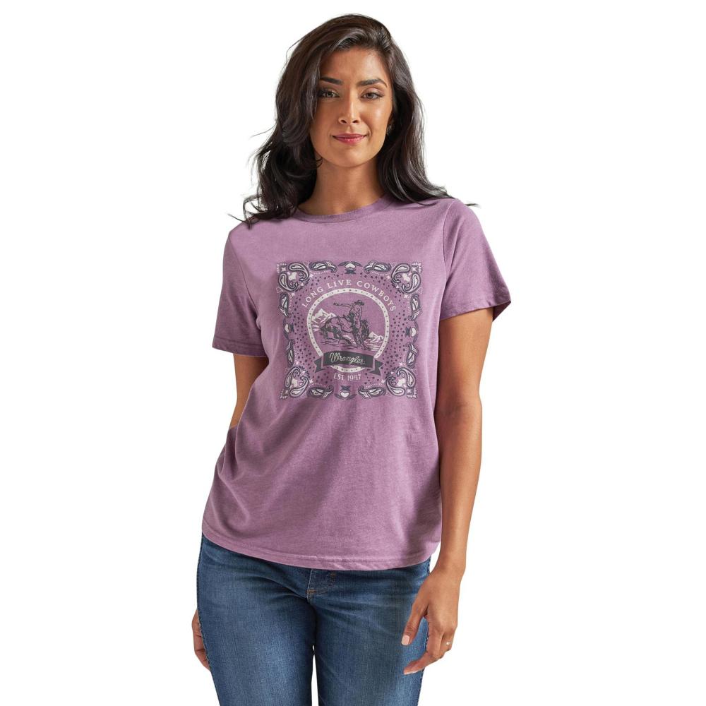 Wrangler Womens Plum Long Live Cowboys Tee — Nrs 3983