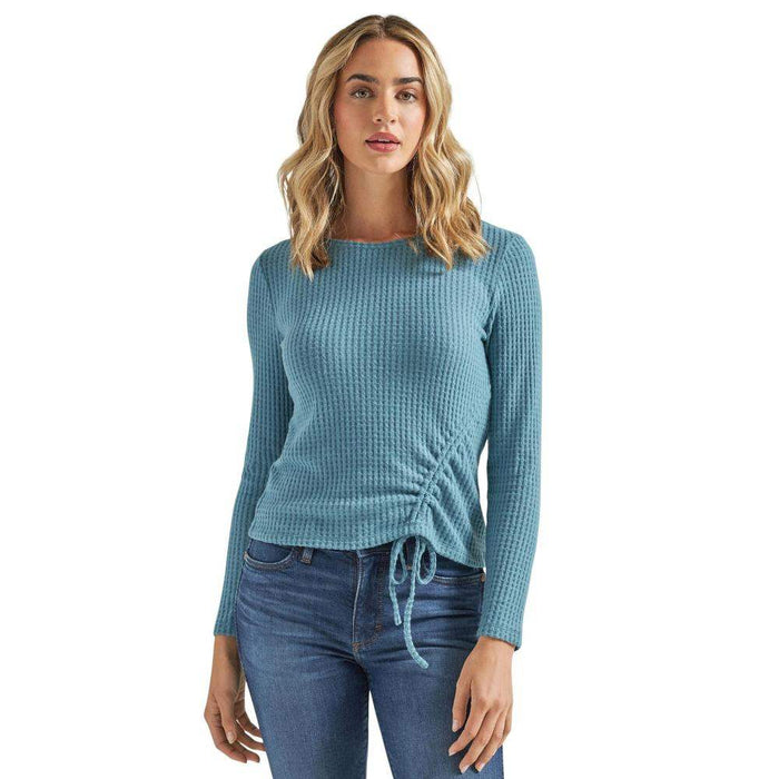 Wrangler Women's Long Sleeve Knit Ruched Top