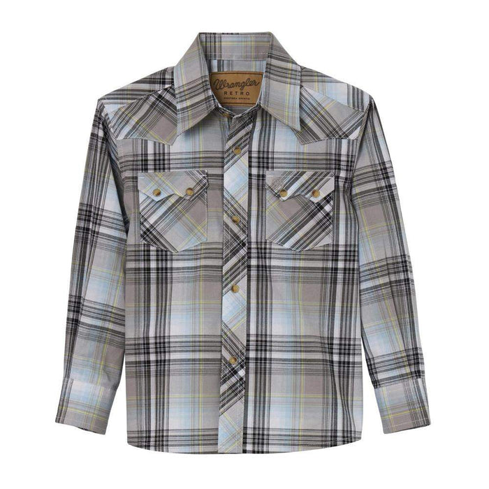 Wrangler Boy's Grey Plaid Shirt