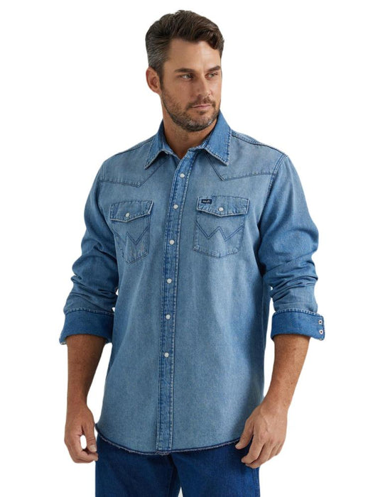 Wrangler Men's Vintage Inspired Long Sleeve Denim Shirt