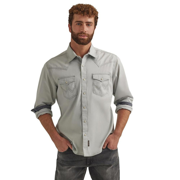 Mens Long Sleeve Modern Fit Grey Shirt