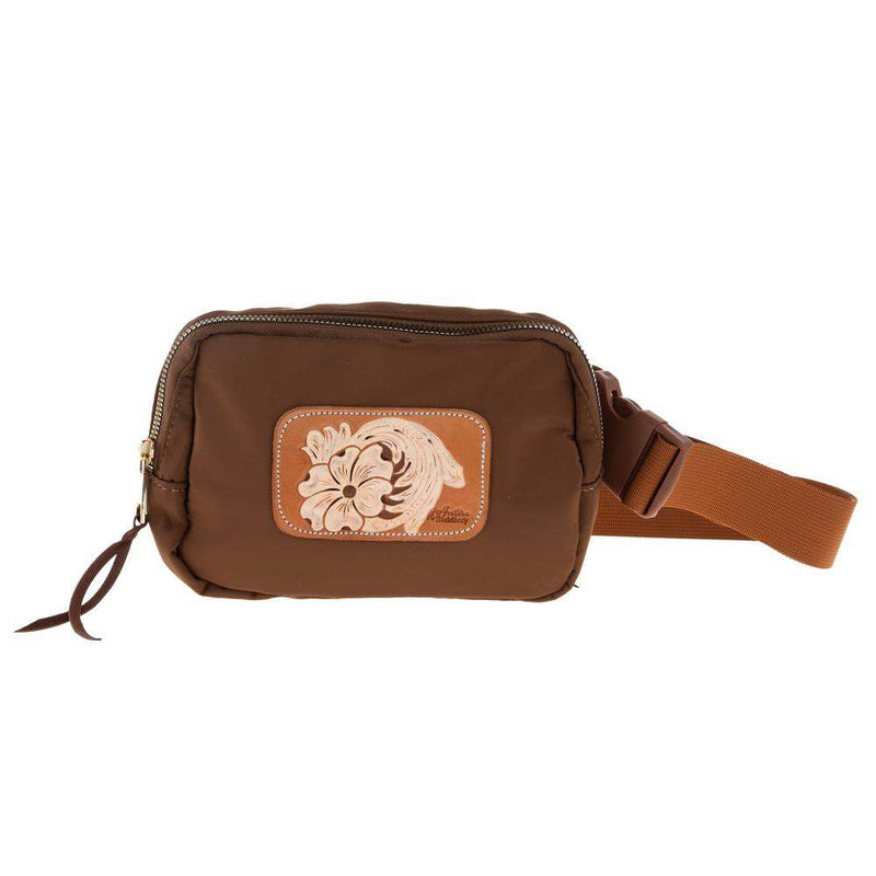 Mcintire Saddlery White Floral Camel Belt Bag