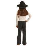 Girls Black Cheetah Trouser