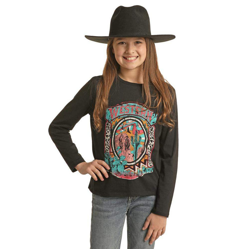 Rock & Roll Denim Girls Long Sleeve Graphic Tee