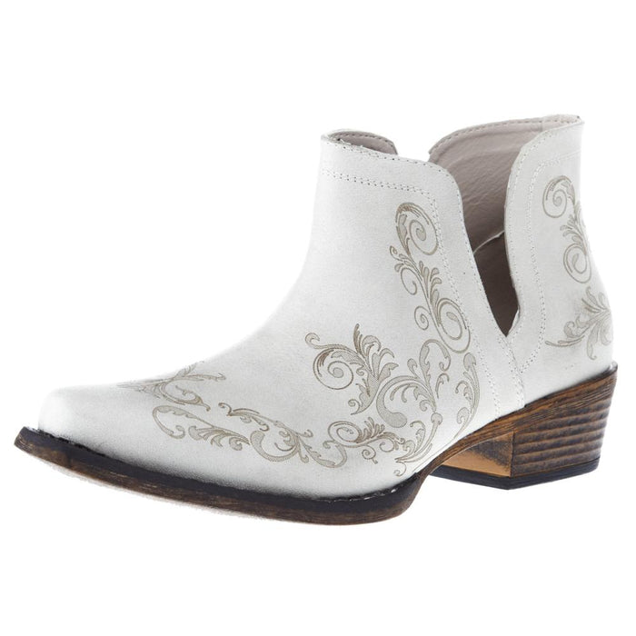 Women's Ava White Faux Leather Bootie